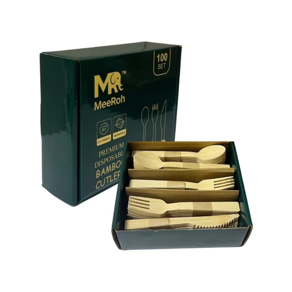 MeeRoh Premium Bamboo Disposable Cutlery – Strong, Smooth & Eco-Friendly